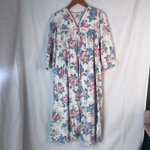 Cachet VTG Made In USA White Floral Night Dress Nightgown Cotton Blend Medium - Picture 9 of 9